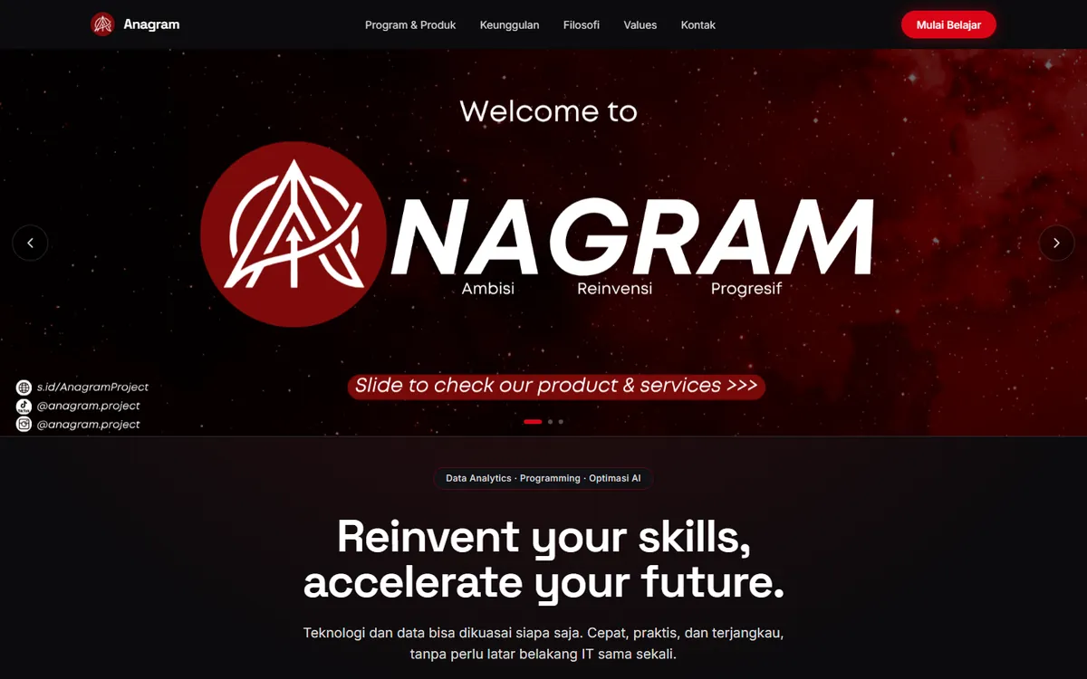 Screenshot of Anagram Project