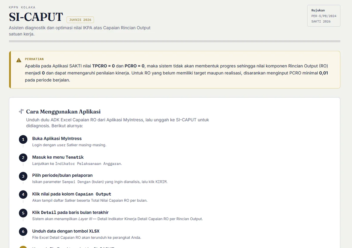 Screenshot of SI-CAPUT 2026